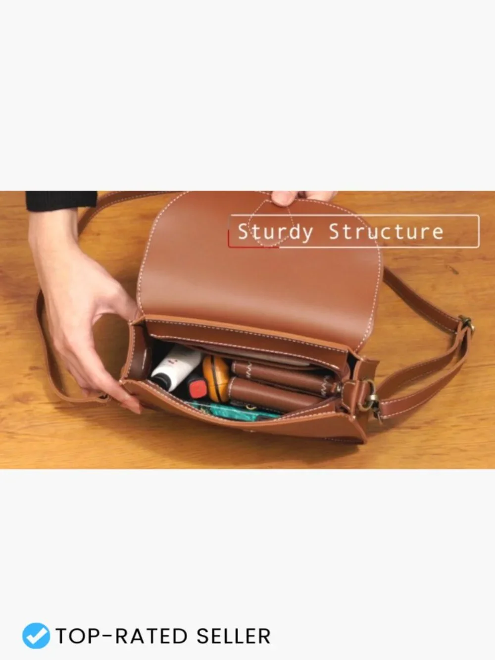 Vegan Leather Saddle Bag Vintage Crossbody Purse Retro Satchel Structured